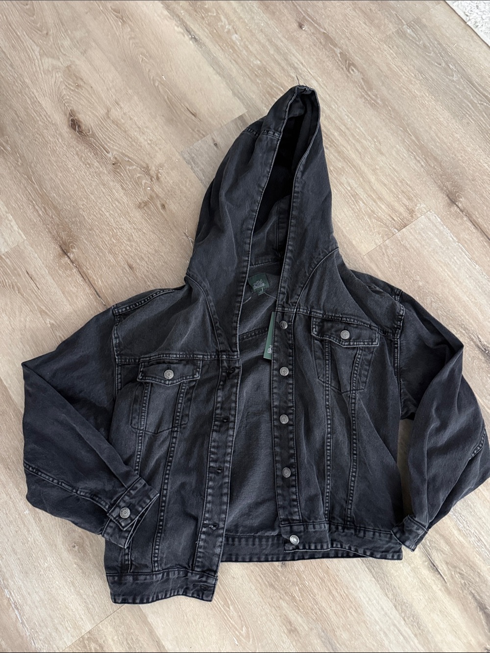 wild fable Black Hooded Denim Jacket